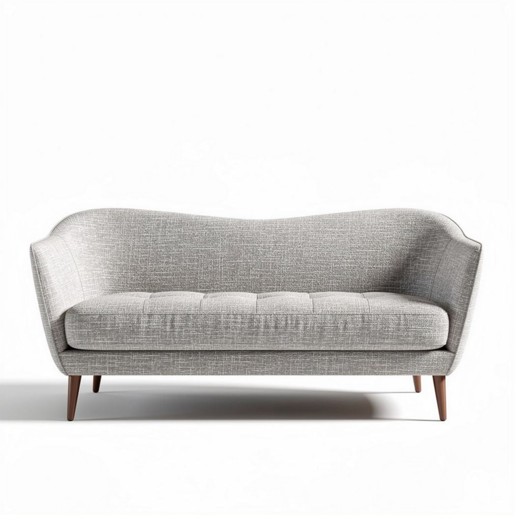 Modern gray fabric sofa with tapered wooden legs 180 x 90 x 75cm
