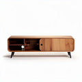 Wooden media console with storage compartments and sleek design 150 x 40 x 50cm