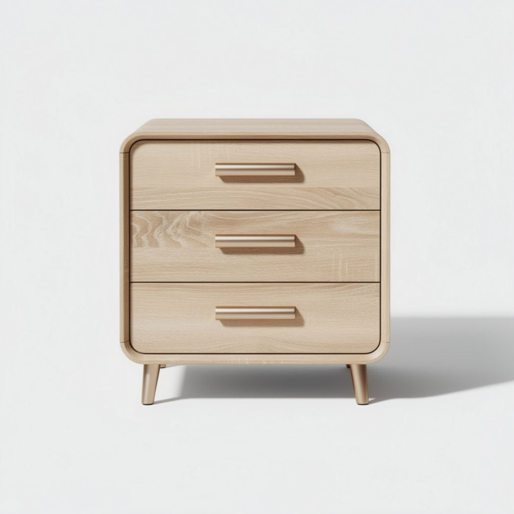 Wooden nightstand with three drawers for bedroom storage 46 x 40 x 45cm