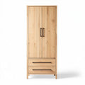Wooden storage cabinet with double doors and two drawers 30 x 60 x 180cm