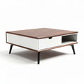 Modern coffee table with storage drawer in walnut finish 120 x 80 x 40cm