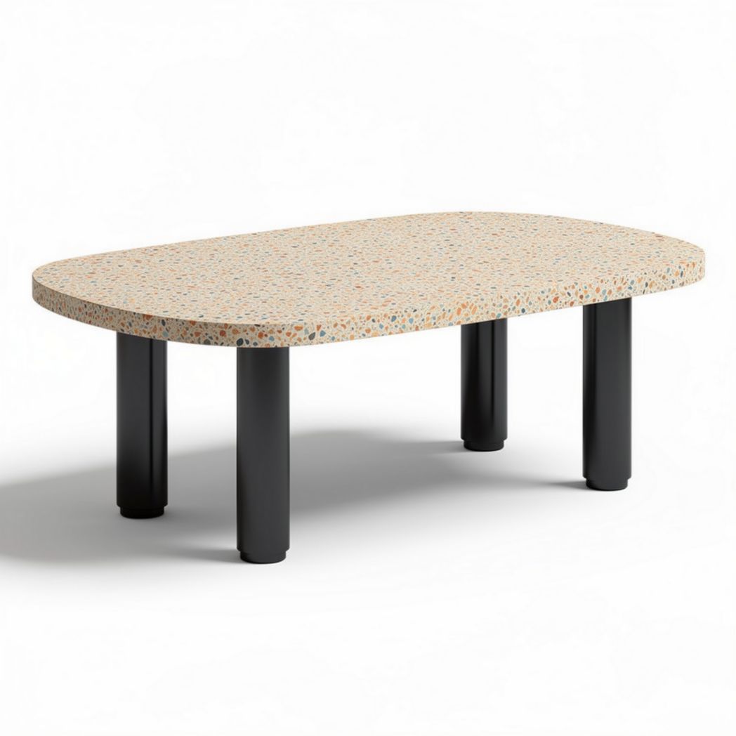 Terrazzo coffee table in beige and black 150 x 80 x 40cm for living room