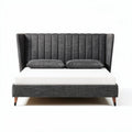 Fabric upholstered bed frame in charcoal gray with dimensions 200 x 160 x 100cm