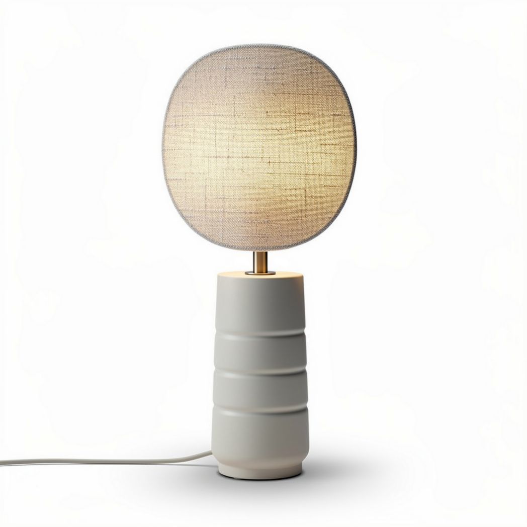 Ceramic table lamp with linen shade and modern design 20 x 20 x 40cm